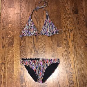 Multi colored Bikini- Large top, Small bottoms